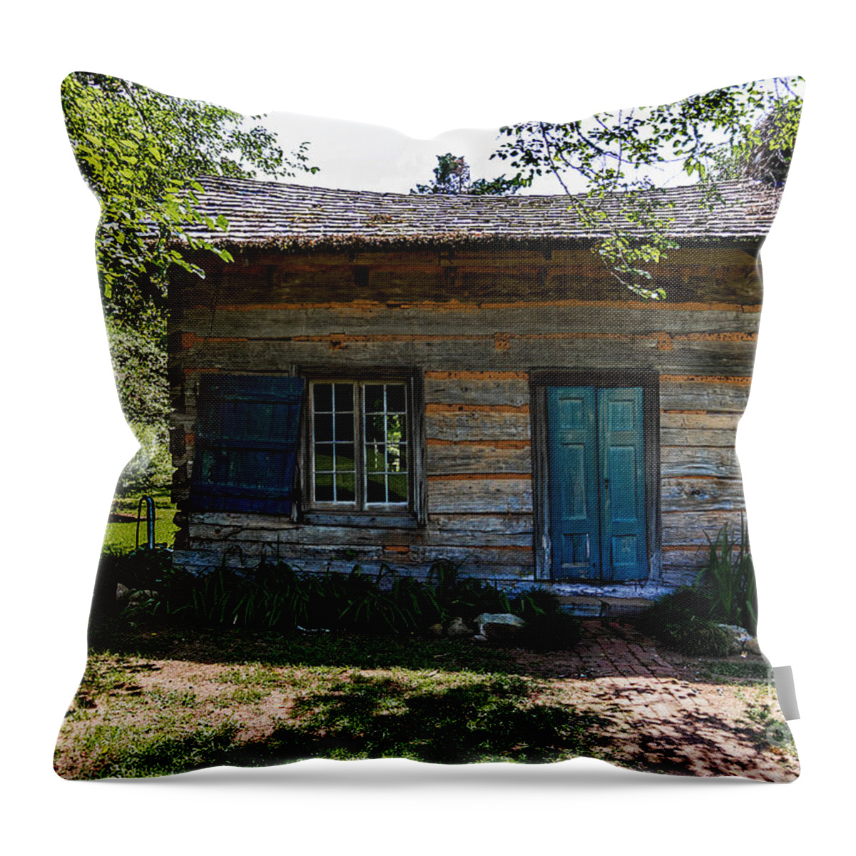Heritage Site Throw Pillow featuring the photograph Old Cabin by Ken Frischkorn
