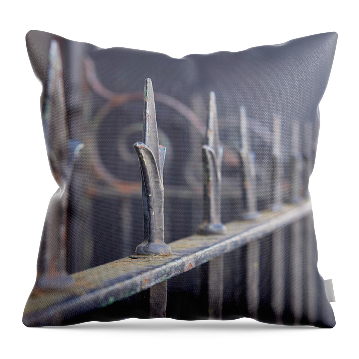 Outdoors Throw Pillow featuring the photograph Old Cast Iron Fence by Sharon Lapkin