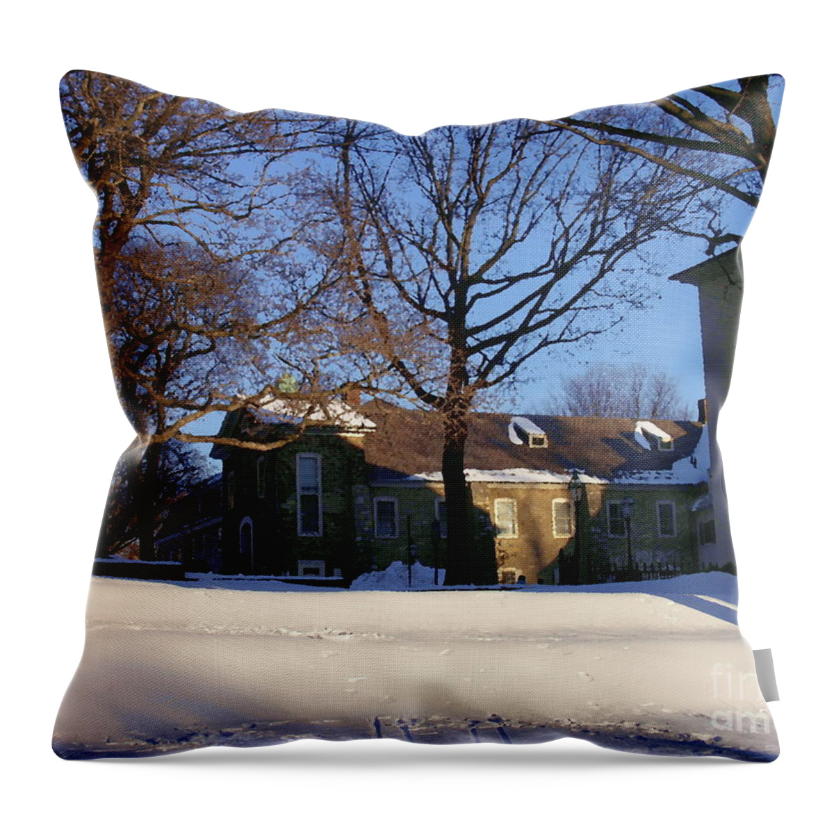 Bethlehem Pa Throw Pillow featuring the photograph Old Chapel - Central Moravian Church - Bethlehem PA by Jacqueline M Lewis