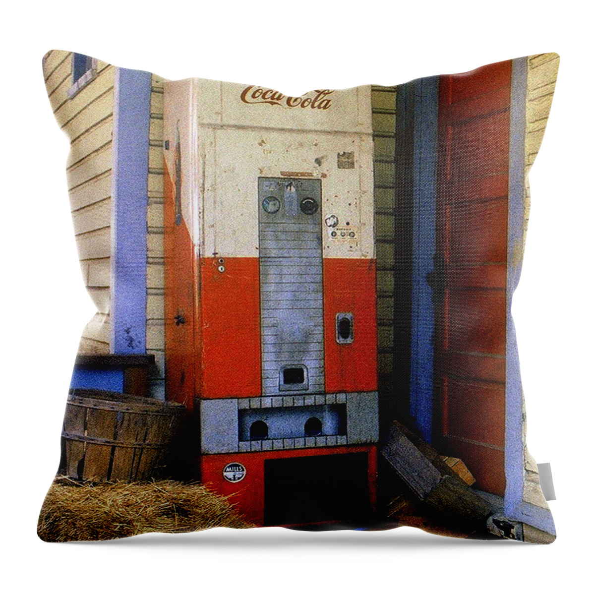 Fine Art Throw Pillow featuring the photograph Old Coke Machine by Rodney Lee Williams