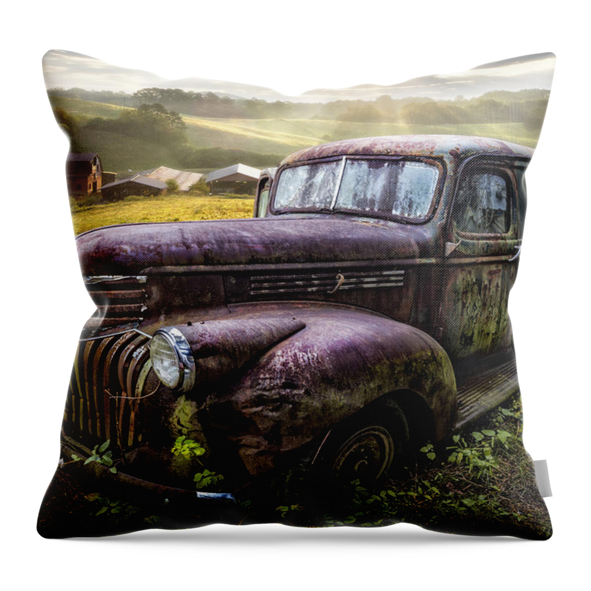 1930s Throw Pillow featuring the photograph Old Dairy Farm Truck by Debra and Dave Vanderlaan