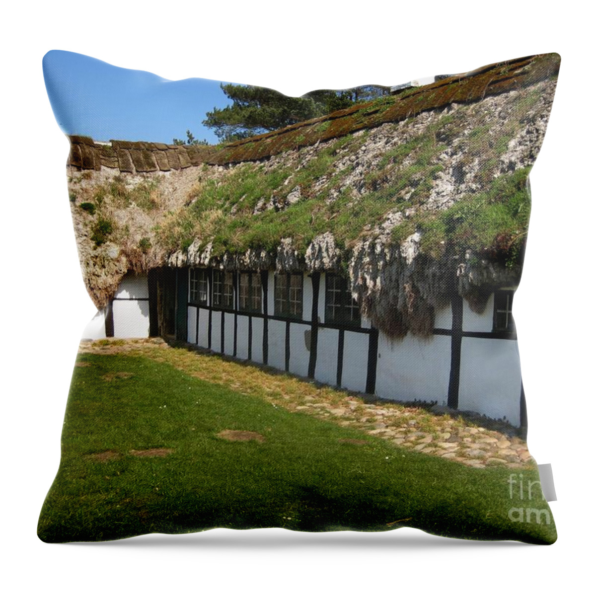 Old Fisherhouse Throw Pillow featuring the photograph Old danish fisherhouse by Susanne Baumann