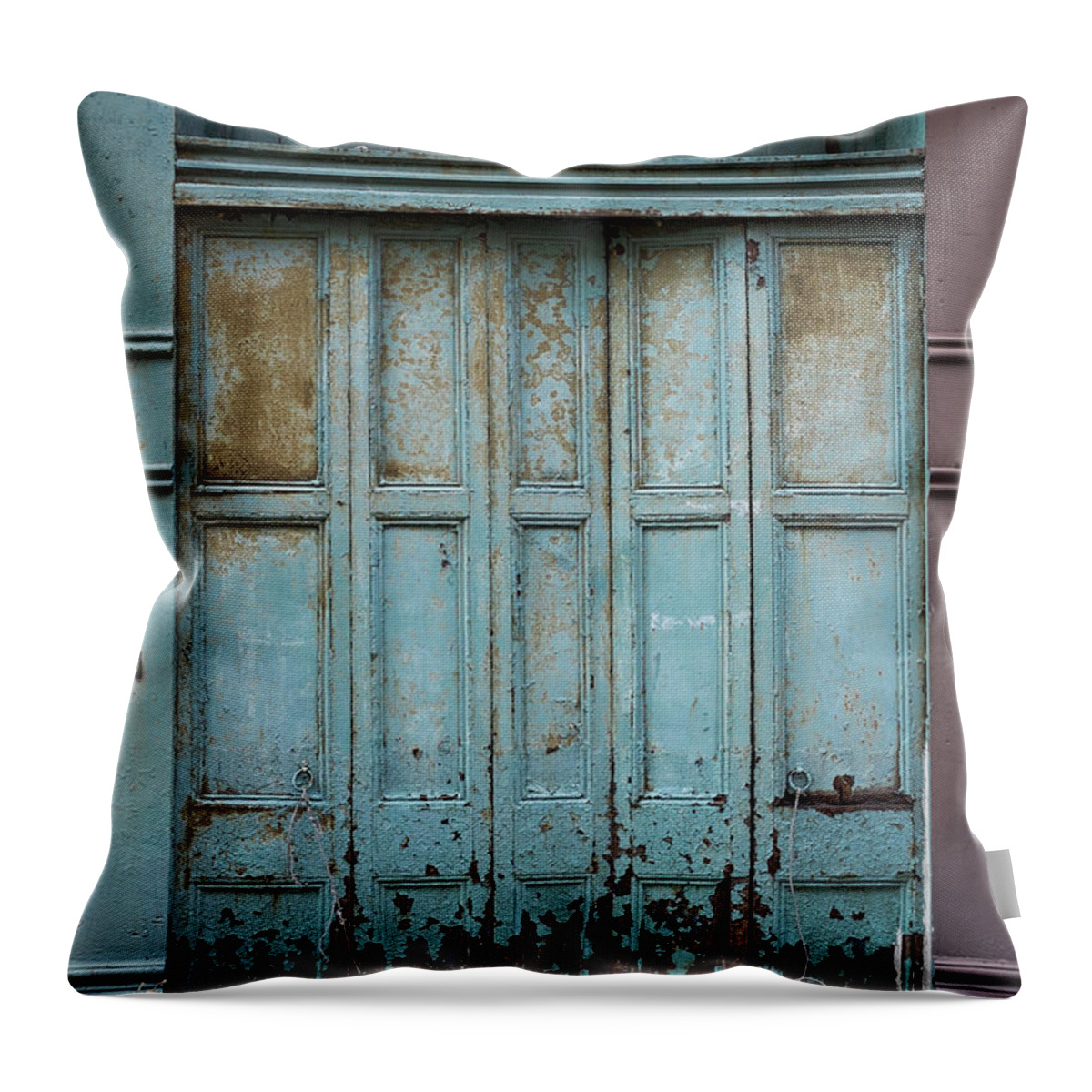 Shutter Throw Pillow featuring the photograph Old Distressed Shutters by Spiderstock