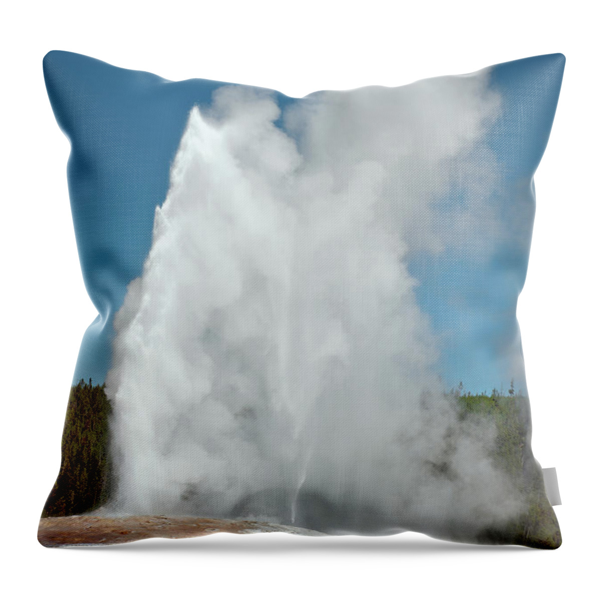 Scenics Throw Pillow featuring the photograph Old Faithful In Yellowstone National by Pavliha