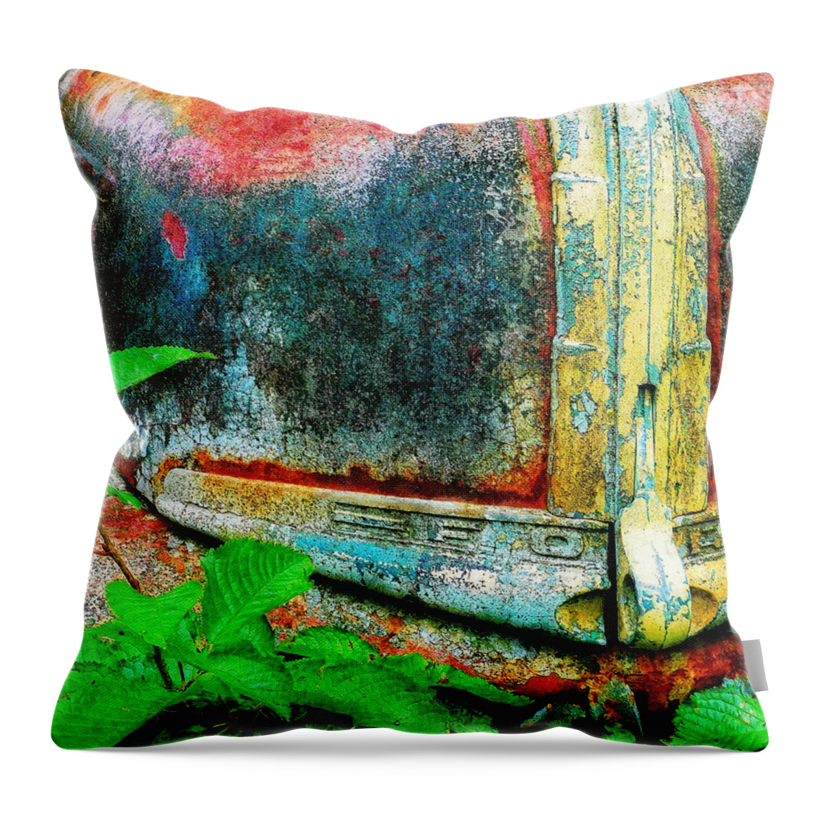 Old Throw Pillow featuring the painting Old Ford #1 by Sandy MacGowan