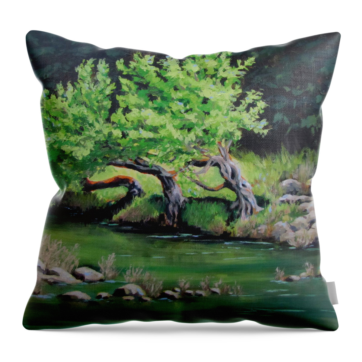 Tree Throw Pillow featuring the painting Old Friends by Karen Ilari
