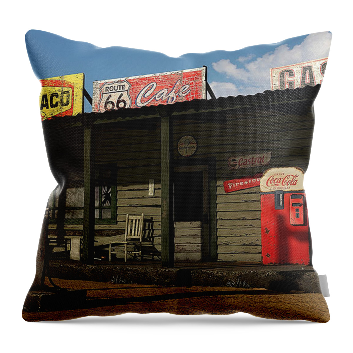 Old Gas Pump Throw Pillow featuring the digital art Old Gas Station 2 by Marvin Blaine