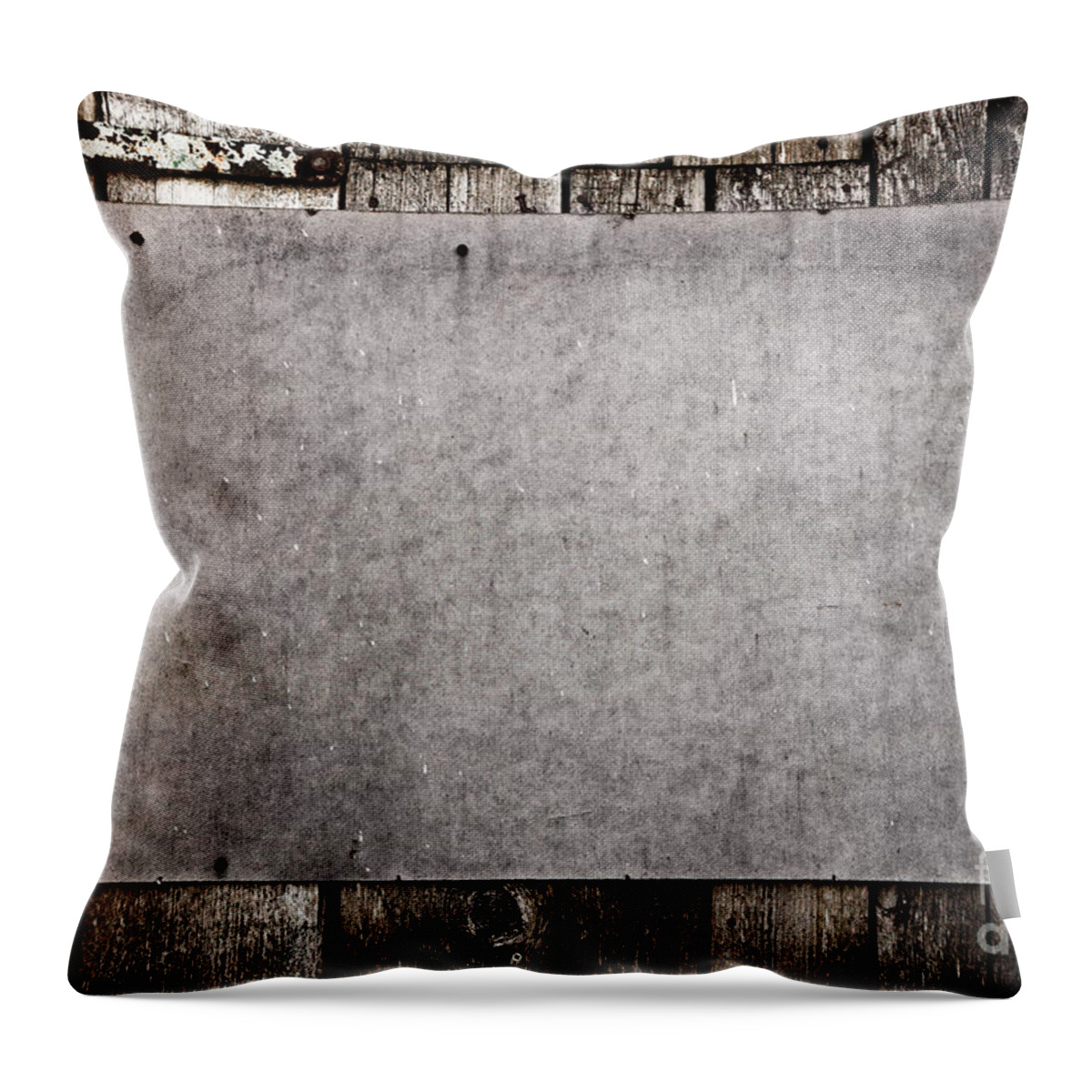 Grunge Throw Pillow featuring the photograph Old grunge plywood board on a wooden wall by Michal Bednarek