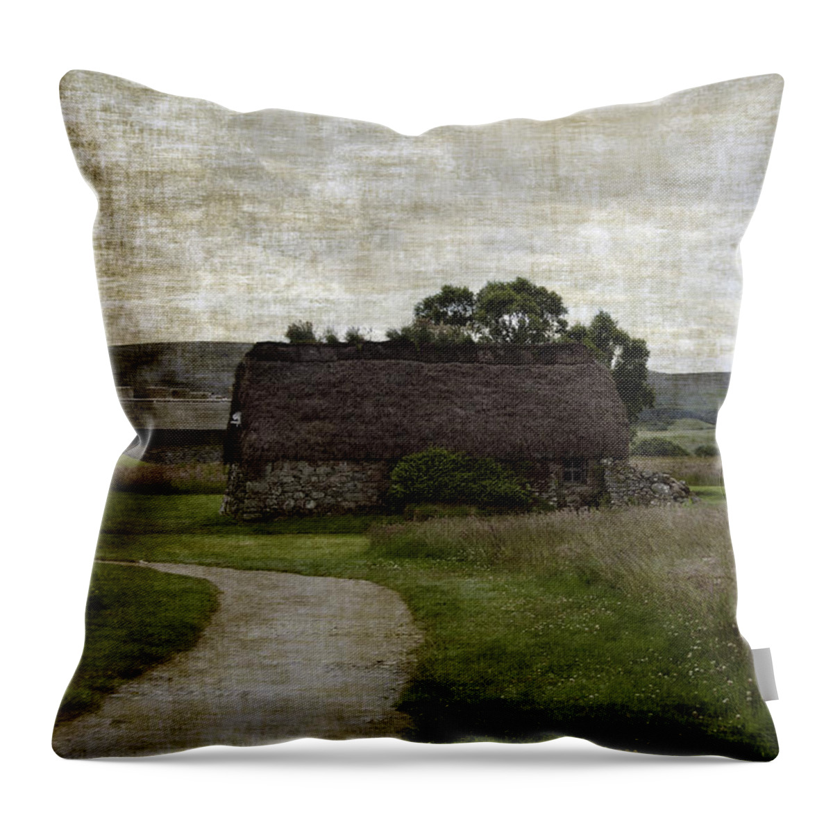 Thatched Roofed Throw Pillow featuring the photograph Old house in Culloden Battlefield by RicardMN Photography