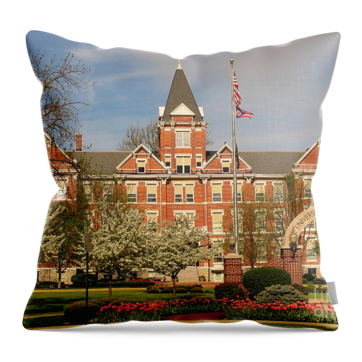 Old Main Throw Pillow featuring the photograph Old Main University of Findlay 6938 by Jack Schultz