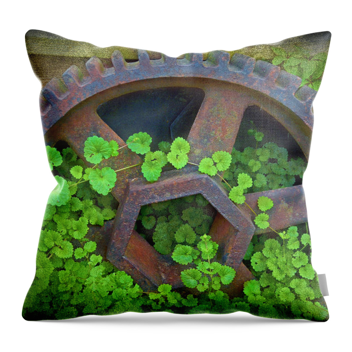 Old Mill Of Guilford Grinding Gear Throw Pillow featuring the photograph Old Mill of Guiford Grinding Gear by Sandi OReilly