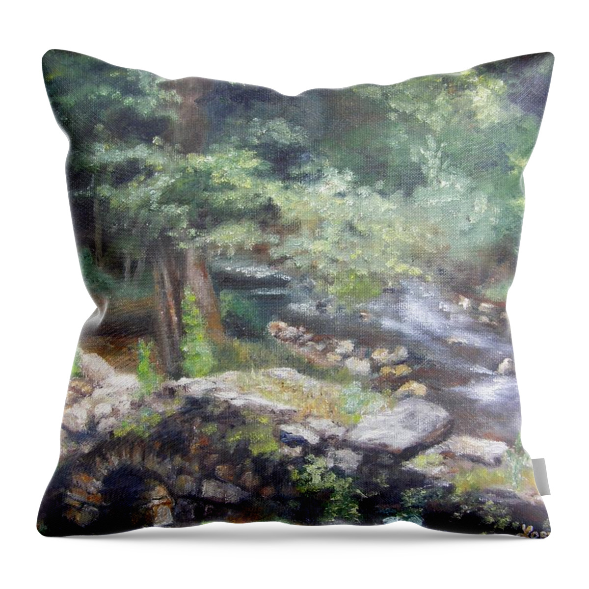 Old Mill Throw Pillow featuring the painting Old Mill Steam II by Lori Brackett
