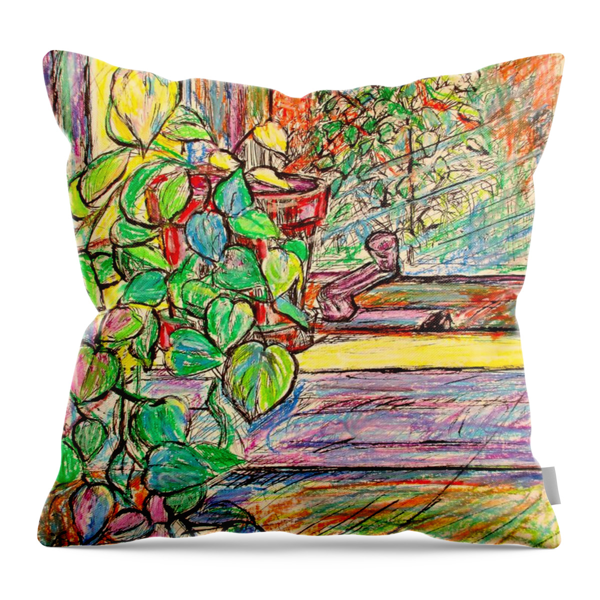 Plant Throw Pillow featuring the painting Old Plant Again by Kendall Kessler