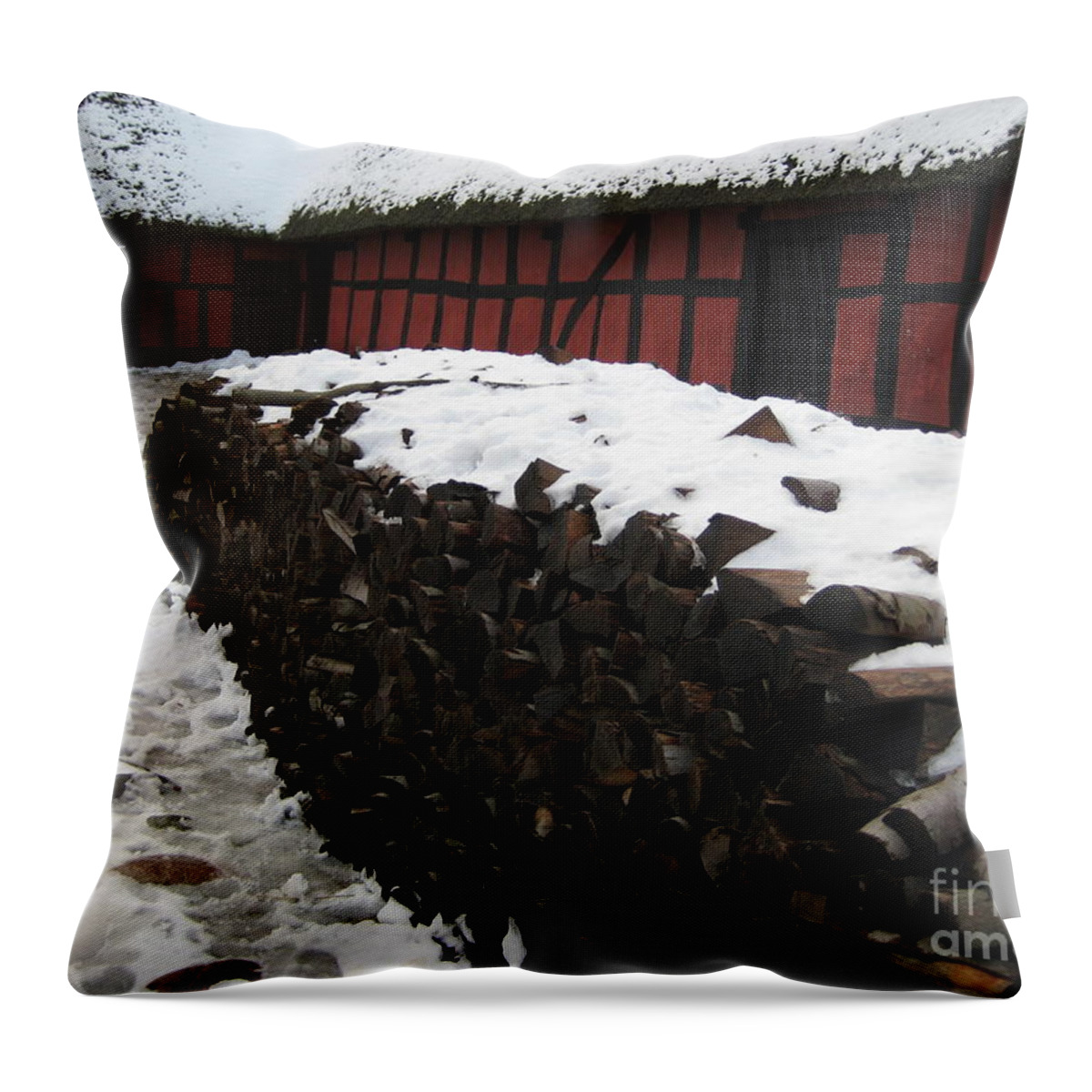 Farm Throw Pillow featuring the photograph Old red farm by Susanne Baumann