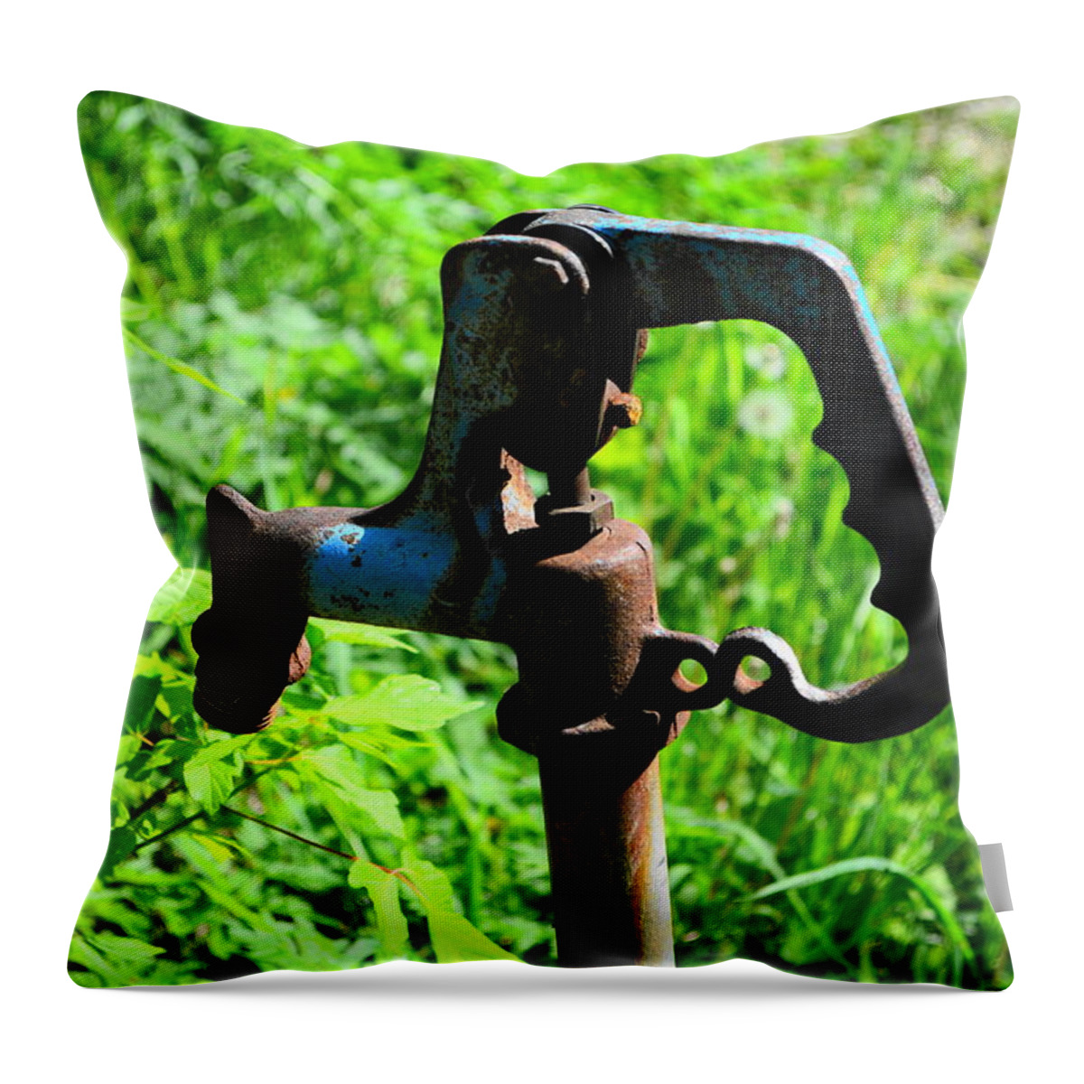 Water Pump Throw Pillow featuring the photograph The Old Rusty Water Pump by Stacie Siemsen