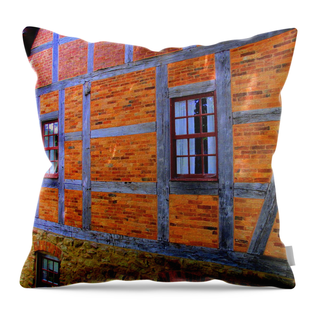Old Salem Throw Pillow featuring the photograph Old Salem Windows 29 by Randall Weidner