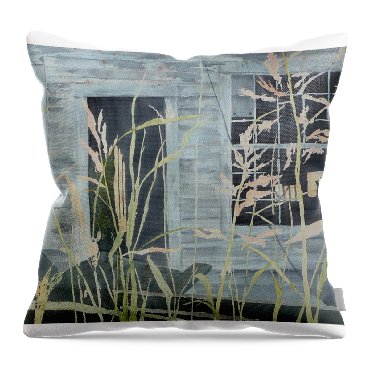 Catawba County Throw Pillow featuring the painting Old Store at June Bug Road by Joel Deutsch