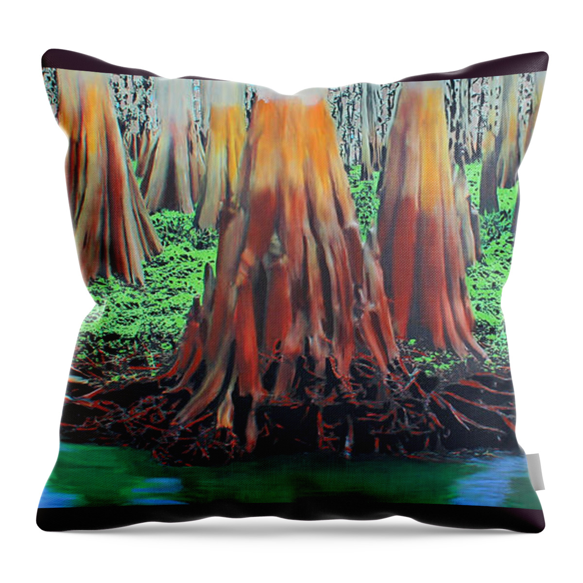 Cypress Throw Pillow featuring the painting Old Swampy by Deborah Boyd