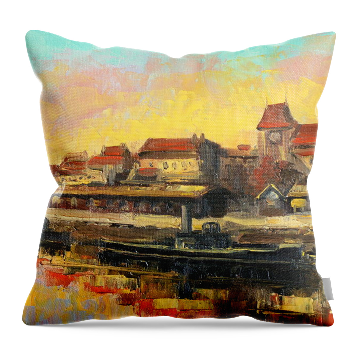 Torun Throw Pillow featuring the painting Old Torun by Luke Karcz