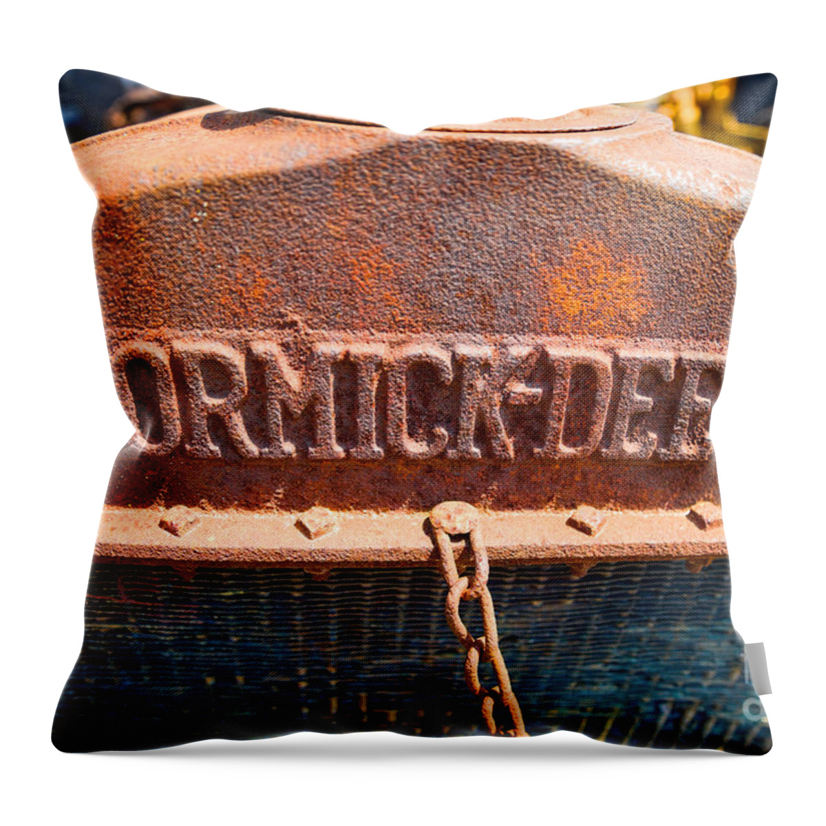 Old Throw Pillow featuring the photograph Old tractor grille by Les Palenik