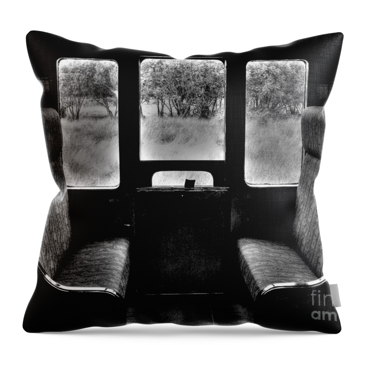Steam Train Throw Pillow featuring the photograph Old train compartment by Nina Ficur Feenan