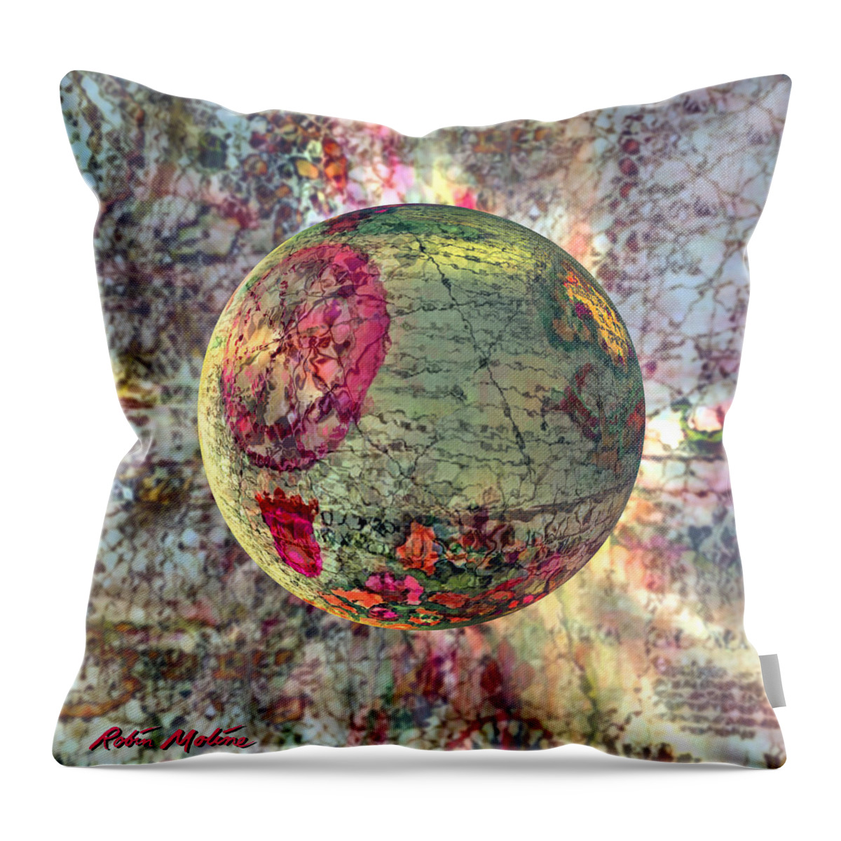 Old World Maps Throw Pillow featuring the painting Old World Poppling by Robin Moline