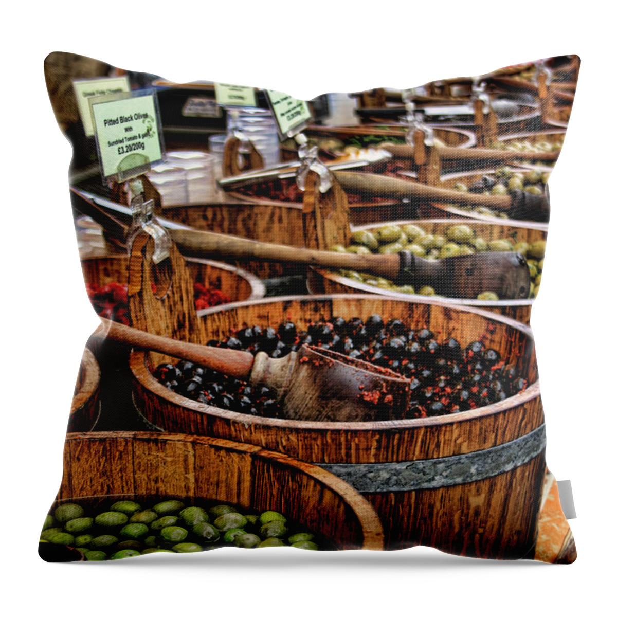 Olives Throw Pillow featuring the photograph Olives by Heather Applegate