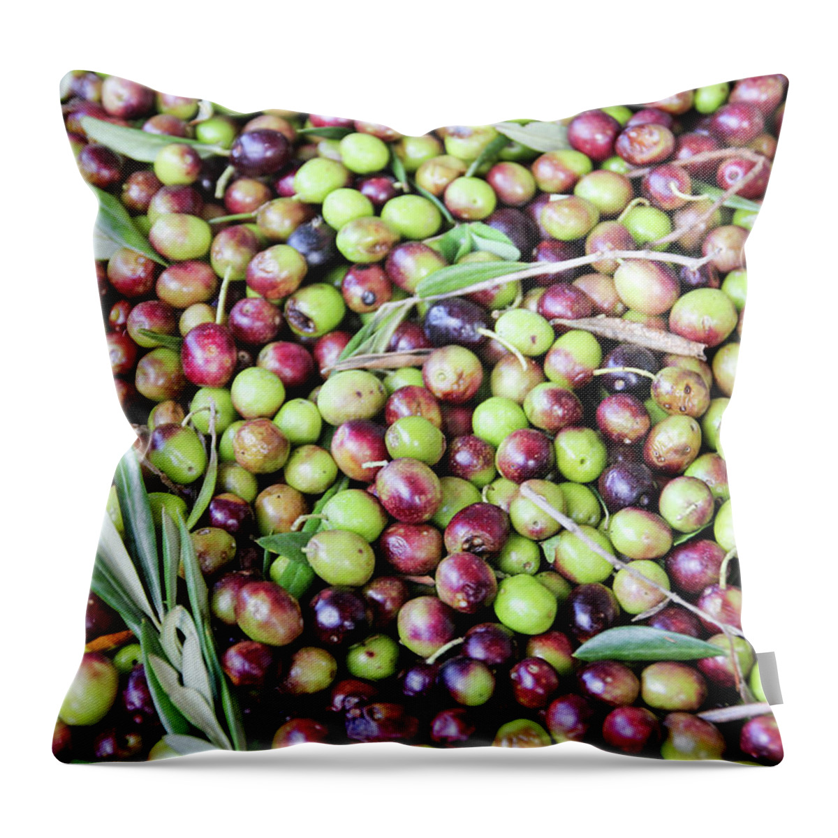 Heap Throw Pillow featuring the photograph Olives Waiting To Be Milled by Courtney Hopkins