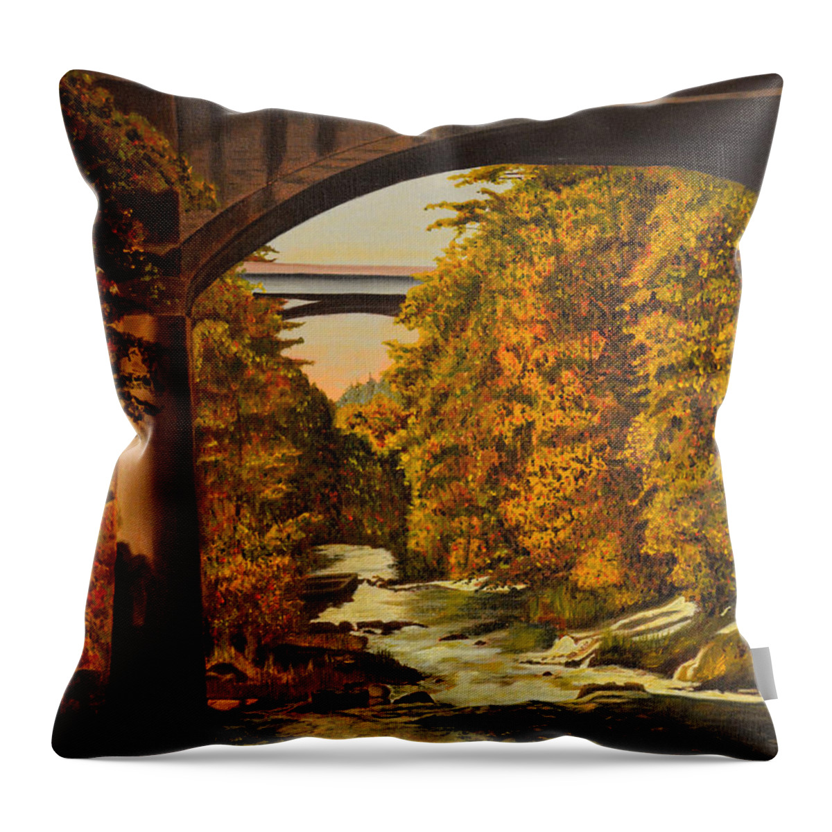Bridge Throw Pillow featuring the painting Olympia by Thu Nguyen