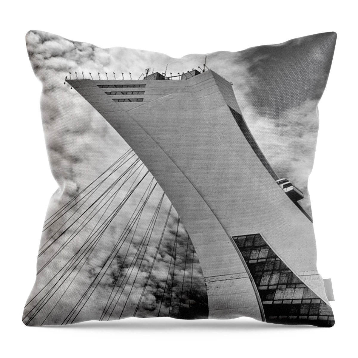 B/w Throw Pillow featuring the photograph Olympic Stadium by Eunice Gibb