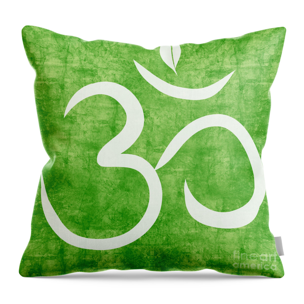 Om Throw Pillow featuring the painting Om Green by Linda Woods