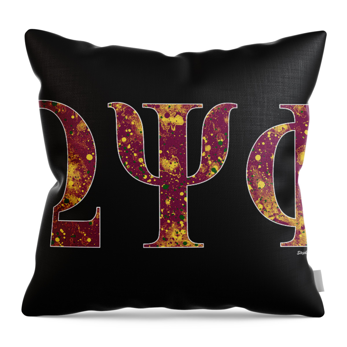 Omega Psi Phi Throw Pillow featuring the digital art Omega Psi Phi - Black by Stephen Younts