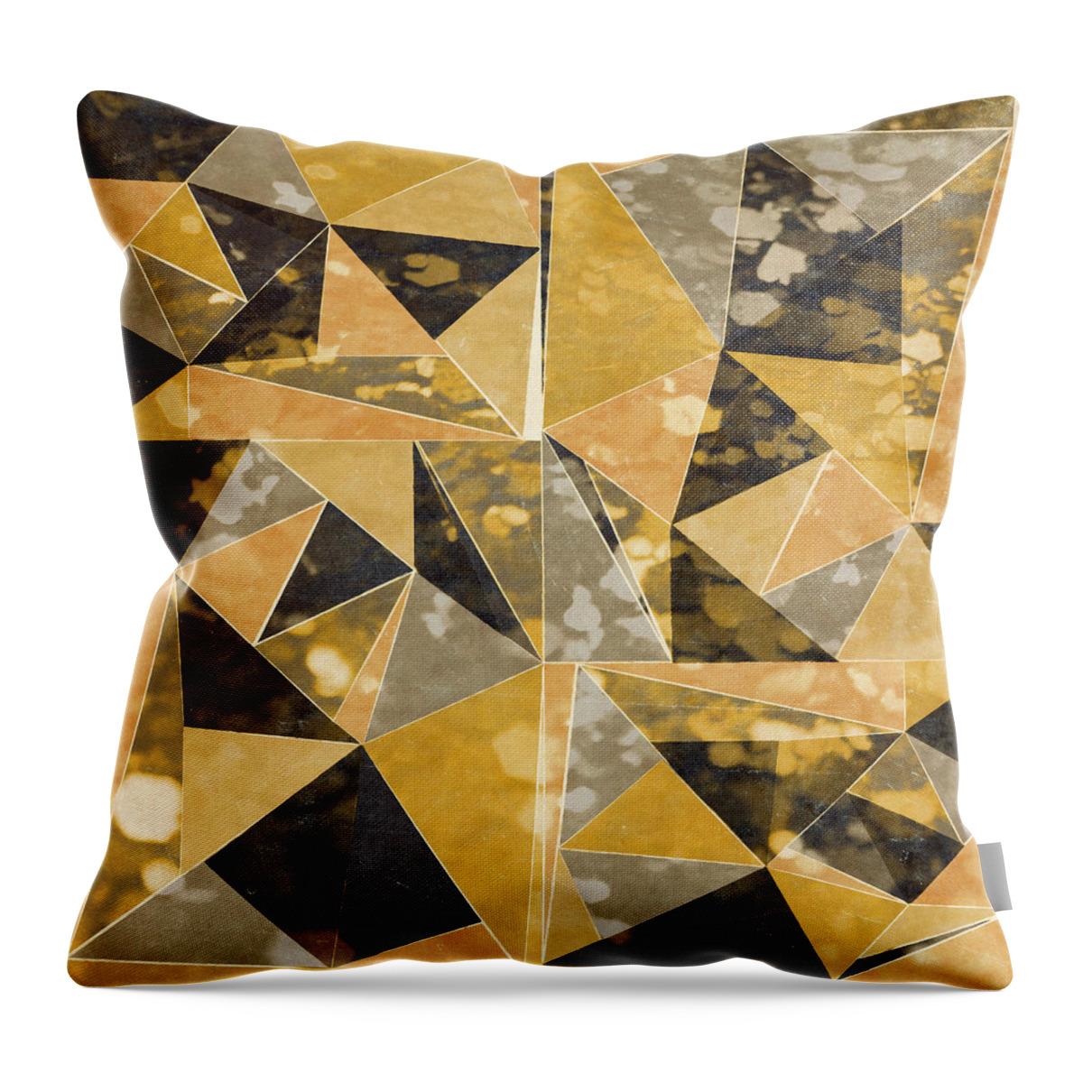 Omg Throw Pillow featuring the digital art Omg Gold Triangles I by South Social Studio