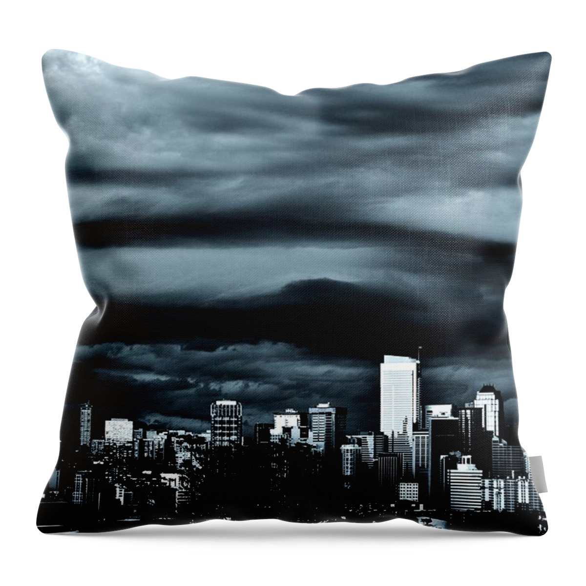 Seattle Throw Pillow featuring the photograph Ominous Skyline by Benjamin Yeager