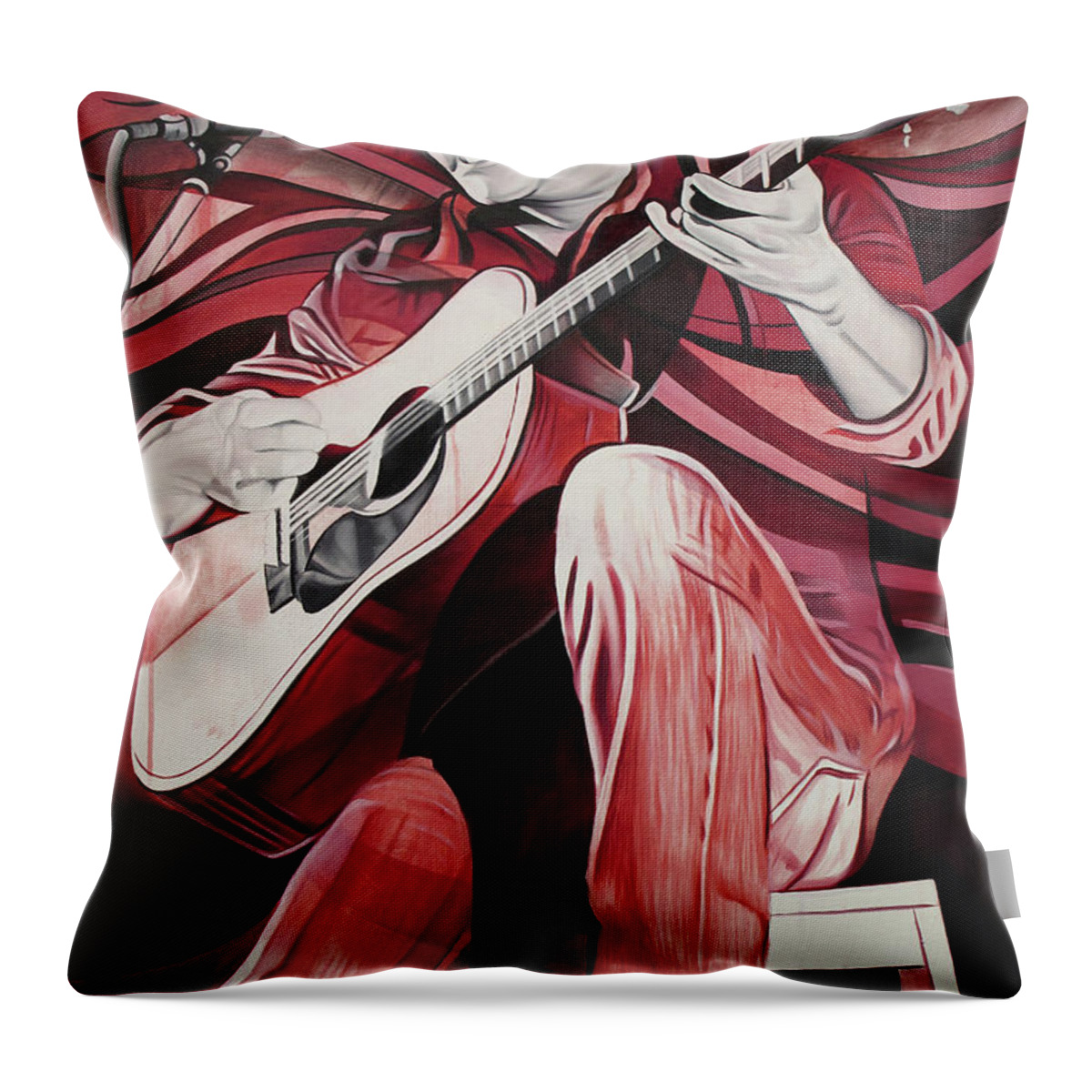 Dave Matthews Throw Pillow featuring the painting Dave Matthews-On bended Knees by Joshua Morton