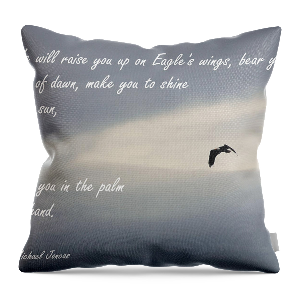 Lyrics Throw Pillow featuring the photograph On Eagle's Wings by Sharon Elliott