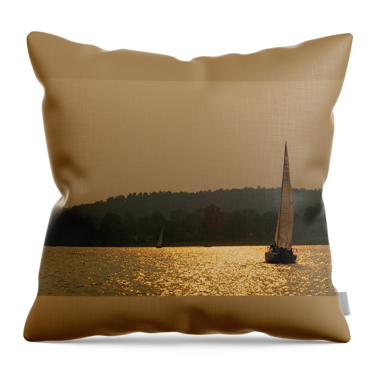 Lake Throw Pillow featuring the photograph On Golden Pond by Carolyn Jacob
