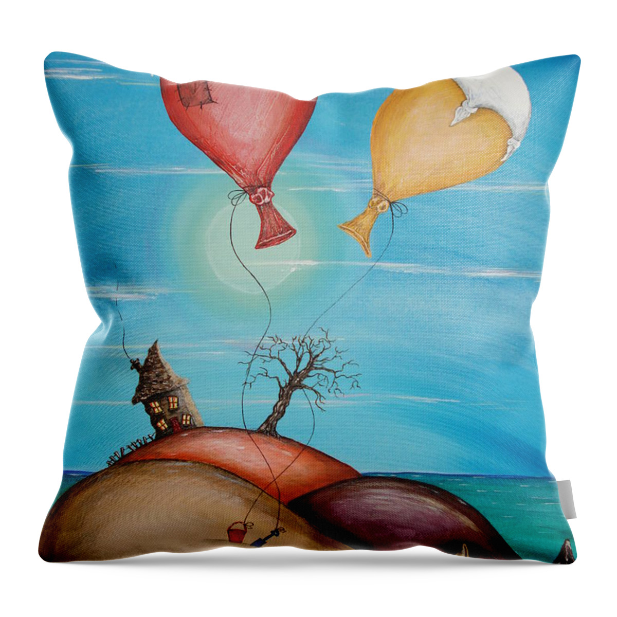 Hot Throw Pillow featuring the painting On Holiday by Krystyna Spink