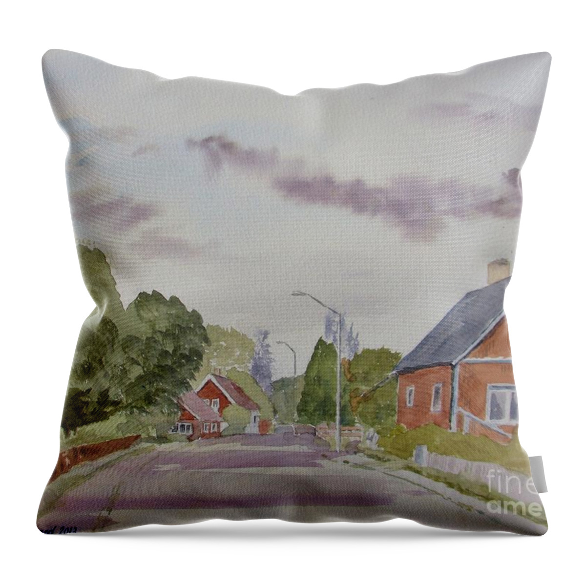 Landscape Throw Pillow featuring the painting On Our Way Home by Martin Howard