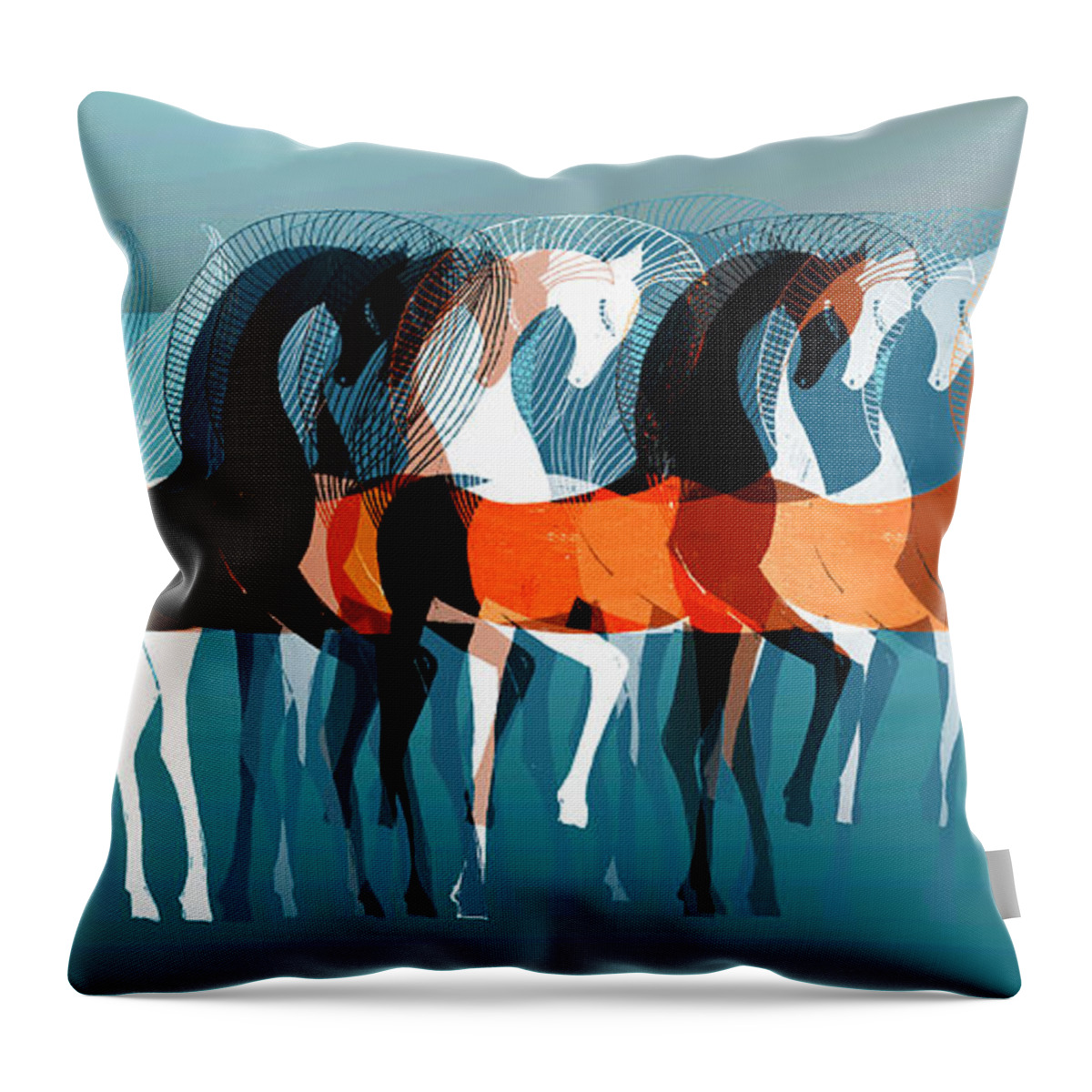 Abstract Throw Pillow featuring the digital art On Parade by Stephanie Grant