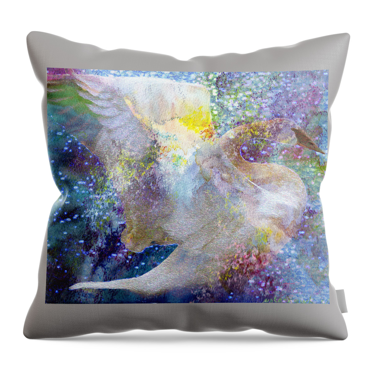 Bird Throw Pillow featuring the photograph On Swan's Wings by Kathy Bassett