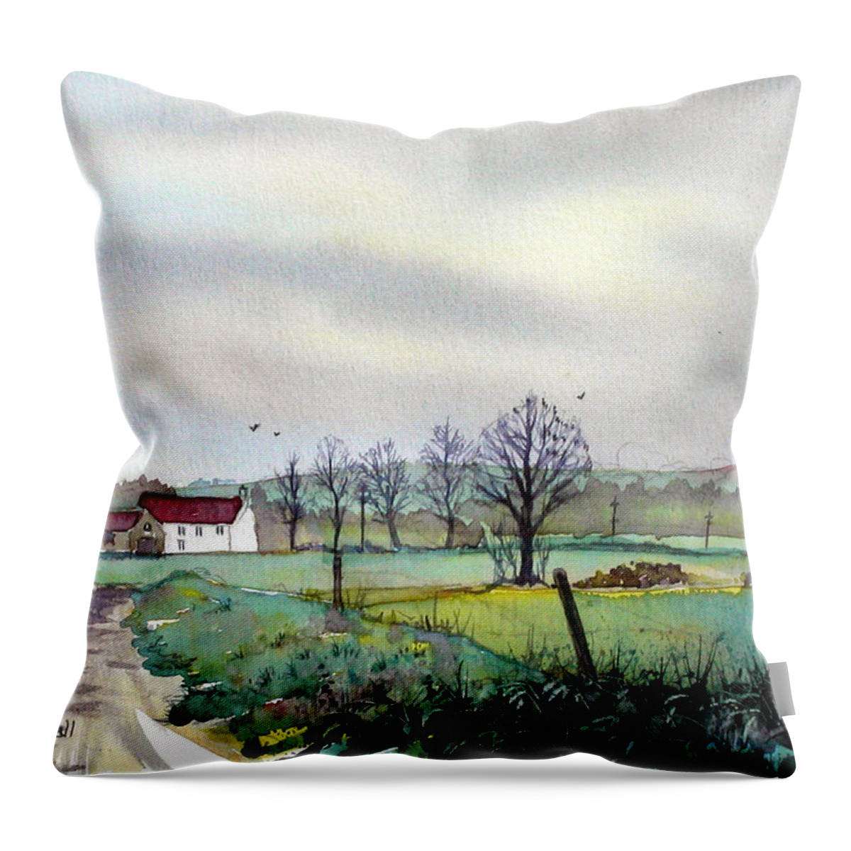 Glenn Marshall Artist Throw Pillow featuring the painting On the Road to Grassmoor by Glenn Marshall