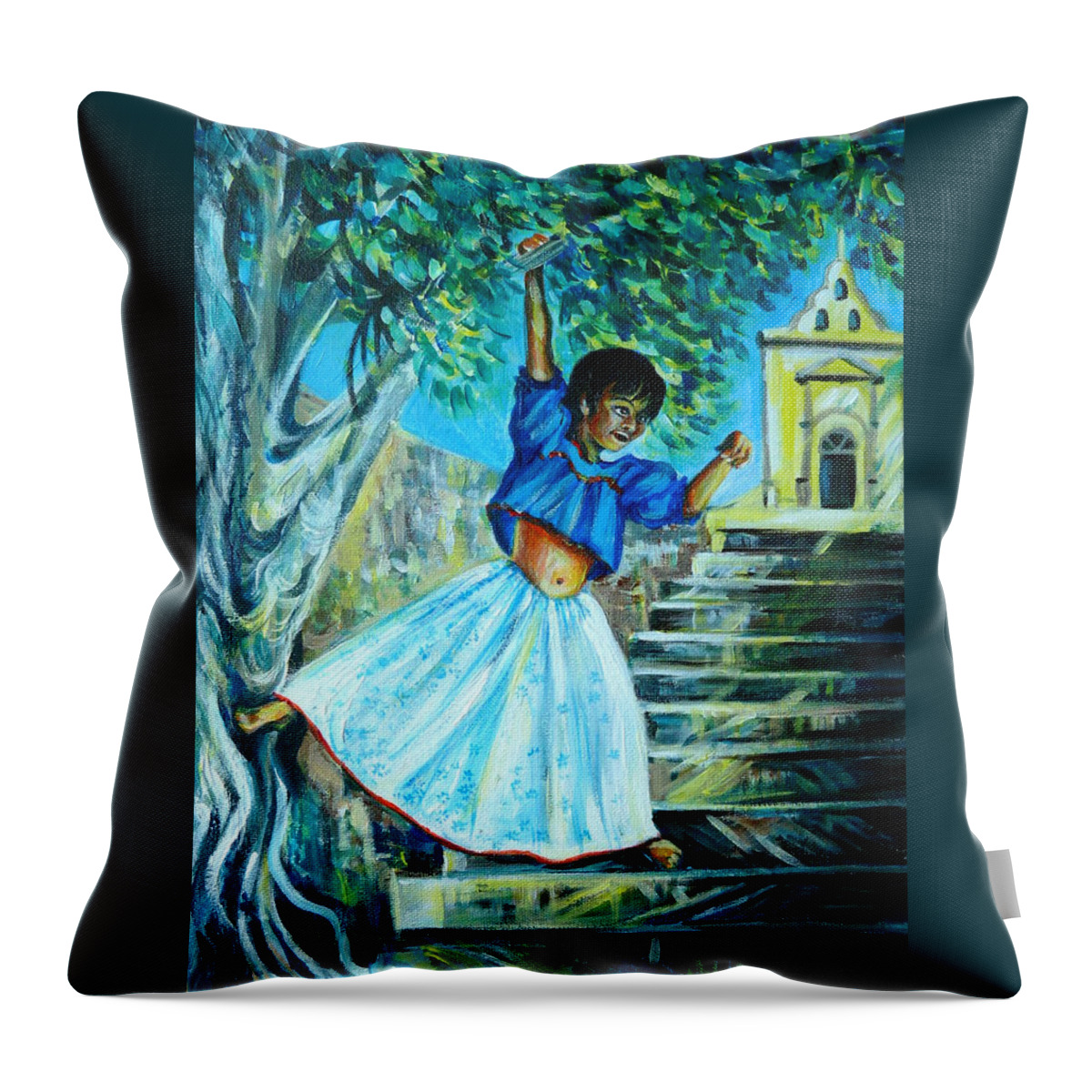 Travel Throw Pillow featuring the painting On the streets of Bucerias. Part one by Anna Duyunova