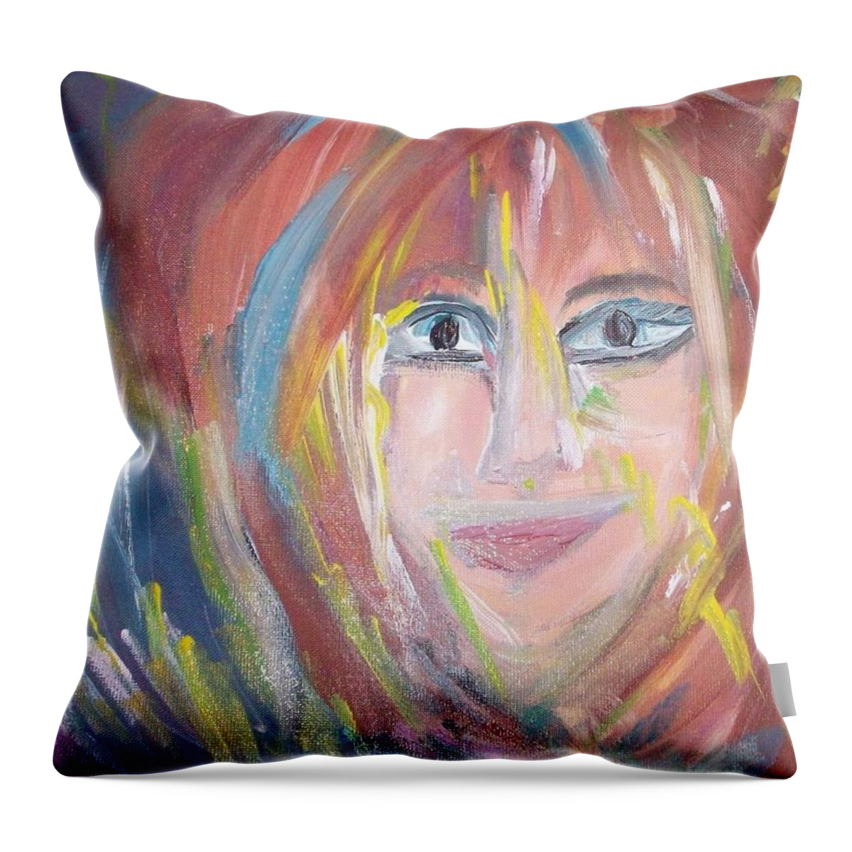Dj Throw Pillow featuring the painting One day a DJ saved my life by Judith Desrosiers