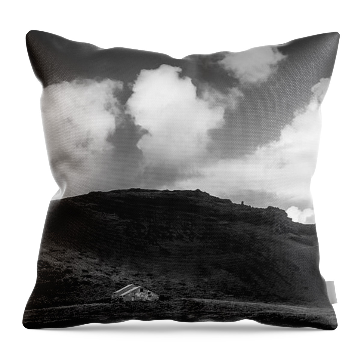 Iceland Throw Pillow featuring the photograph One House on the Hill by Jon Glaser