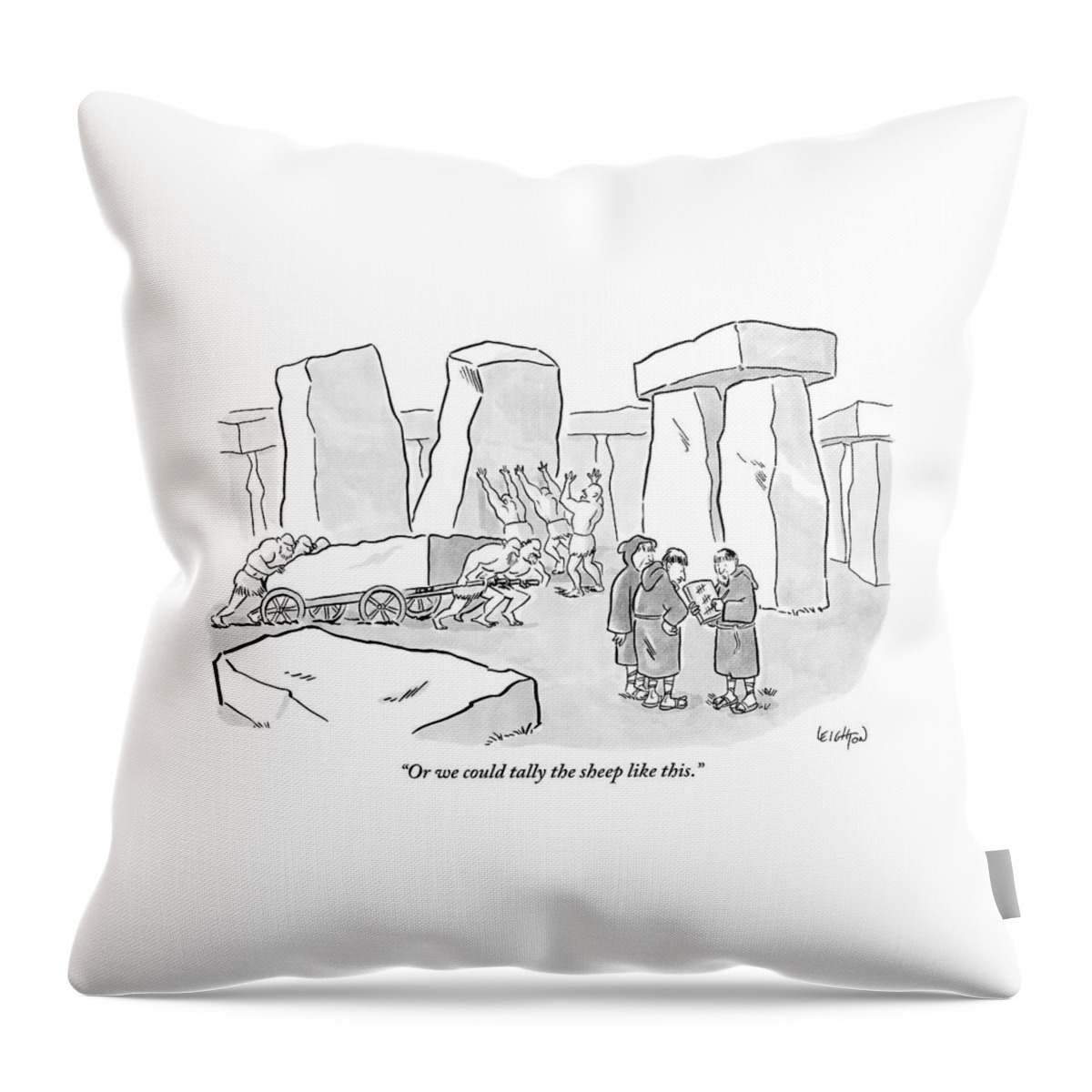 One Mans Shows A Stone Tablet With Tally Marks Throw Pillow