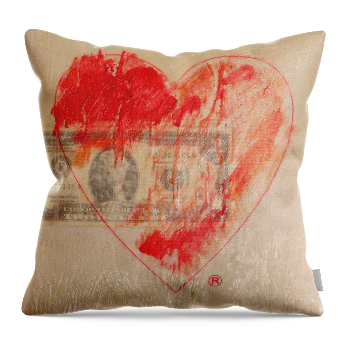 2009 Throw Pillow featuring the painting One Series 4 - Misery is a Company by Will Felix
