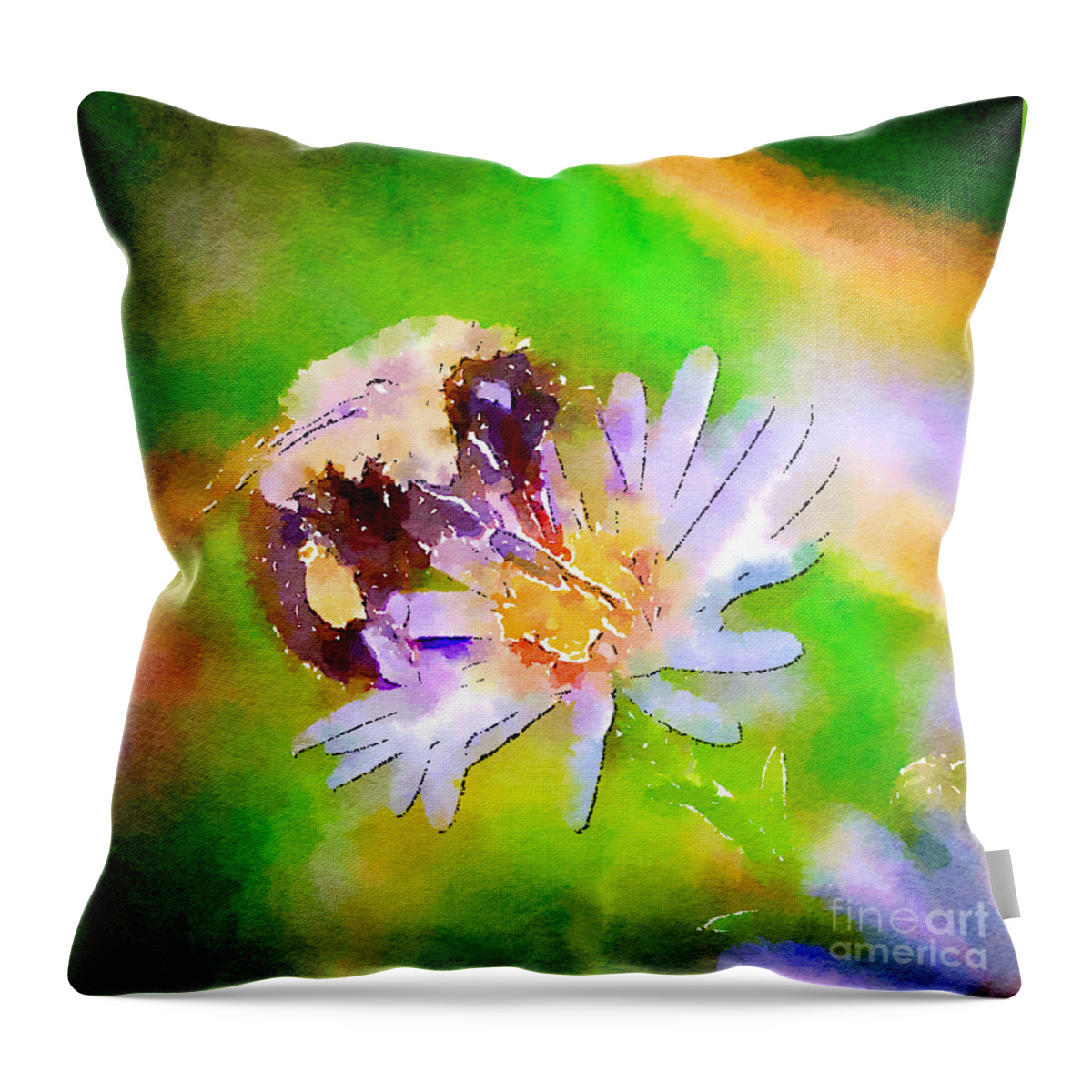Bee Throw Pillow featuring the photograph One Summer Day by Kerri Farley