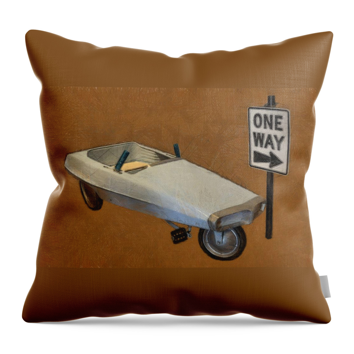 Steering Wheel Throw Pillow featuring the photograph One Way Pedal Car by Michelle Calkins