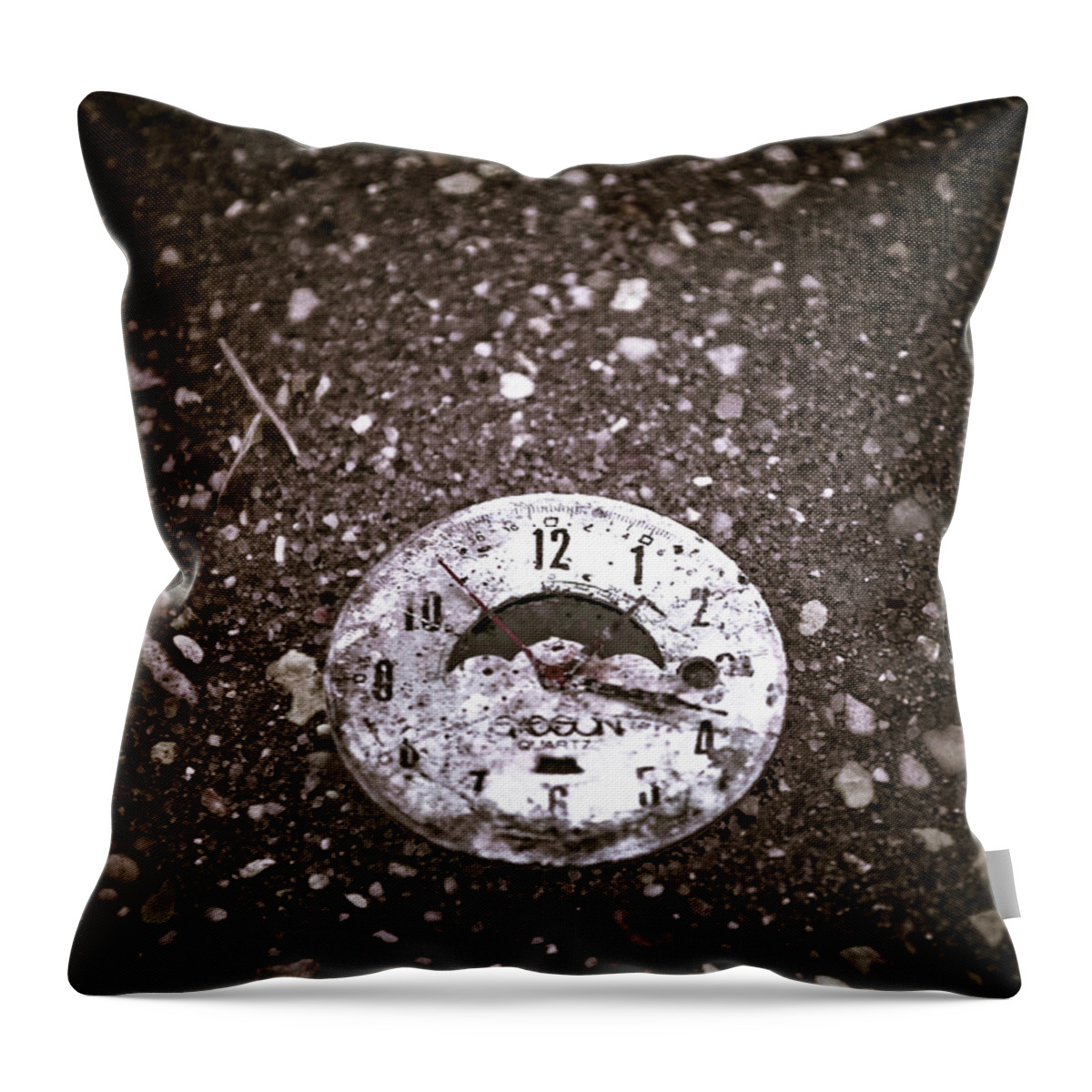 Time Throw Pillow featuring the photograph Only the Face Remains by Maggy Marsh